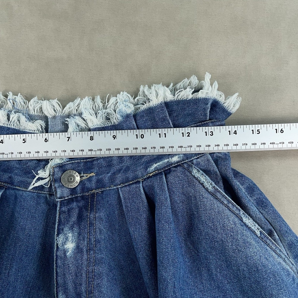 Double D Ranchwear Denim Tiered Prairie Skirt Women's 6 Western Boho Frayed Hem - Picture 8 of 11